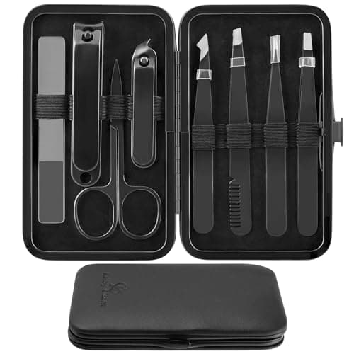 Tweezers Set and Nail Clippers 8Pcs Precision No Gaps Eyebrow Tweezer Kit