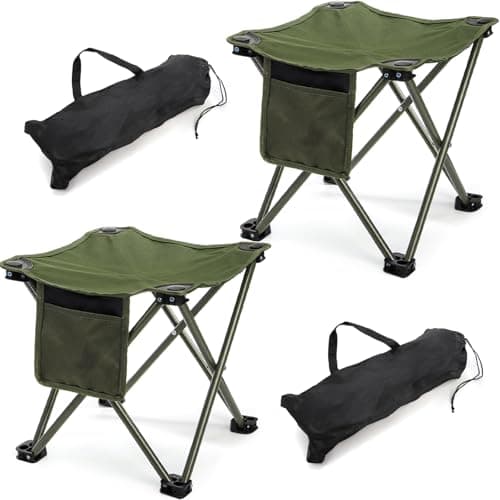 Cididu 2 Pack Camping Stool, Compact Camping Chair Portable, 33x33x33 cm Lightweight Folding Stool Seat with Side Pocket and Carry Bag for Outdoor Hiking Fishing Picnic Beach and Lawn Party