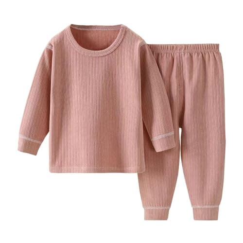 Hikewin Girls Thermal Underwear Set for Kids Long Johns Underwear Ultra Soft Winter Base Layer for Girls Pink 3-4Years