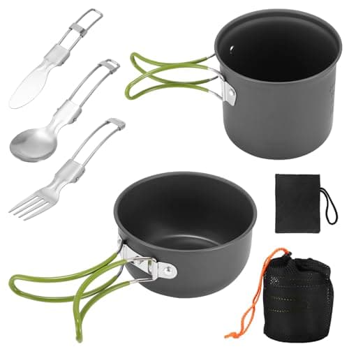 Camping Cookware Set with Camping Pots Pans and Bowls Set for 1-2 People