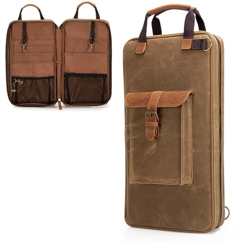 Damero Waxed Canvas Knife Bag with 11 Slots and 2 Zippered Mesh Pockets