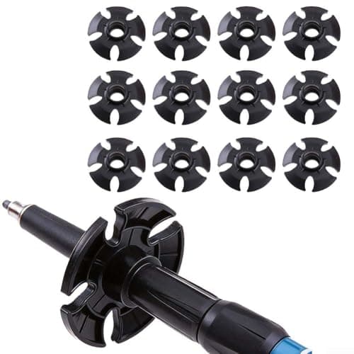 QuivyLivy 12 Pack Trekking Pole Snow Baskets, Mud Protectors And Tip Covers For Hiking Poles, Plastic Guards For Skiing, Mountaineering, Nordic Walking In Snow And Sand