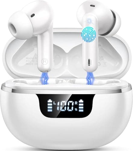 2026 Wireless Earbuds, Bluetooth 5.4 Headphones, 50H Playtime In Ear Earphones HiFi Stereo, Ear buds with 4 ENC Noise Cancelling Mics Deep Bass, IP7 Waterproof Earbuds with LED Display Fast Charging