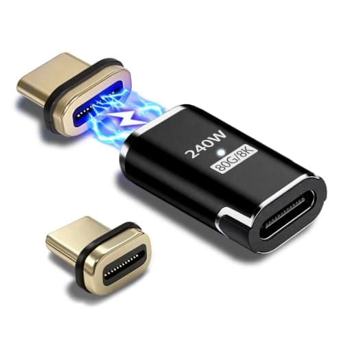 IVIVTOR USB C Magnetic Adapter - 240 W USB-C Magnetic Adapter 24 Pin - Type C Magnetic Connector 80 Gbps 8K Fast Charge & Data Transfer for Laptop Tablet Mobile Phone Smartphones - Graphite Black