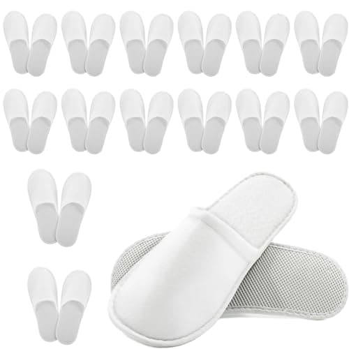 Yunzhou1230 White Hotel Slippers Multipack,Non-Slip Disposable Slippers, Closed Toe for Spa, Party Guest and Travel (White 15 Pairs(UK 4-8))