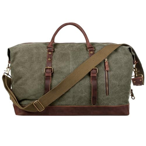 S-ZONE 52L Large Canvas Travel Duffel Bag Unisex Overnight Carryon Handbag