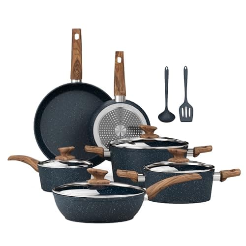 Kitchen Academy Induction Hob Pans Set -12PCS Pots and Pans Set Non-Stick