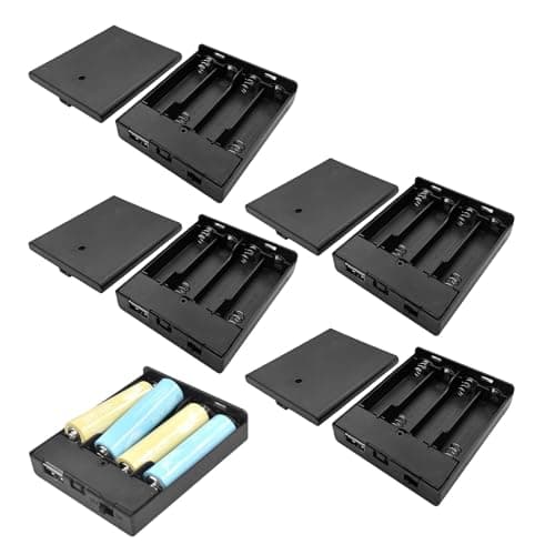 4Pcs AABattery Holder,Battery Pack for 4-6V LED Neon Signs,Black 4AA Portable USB Battery Operated Holder Box,Battery Case Box With Usb Port,Case Neon Lights Sign Power Supply for Indoor Outdoor Use