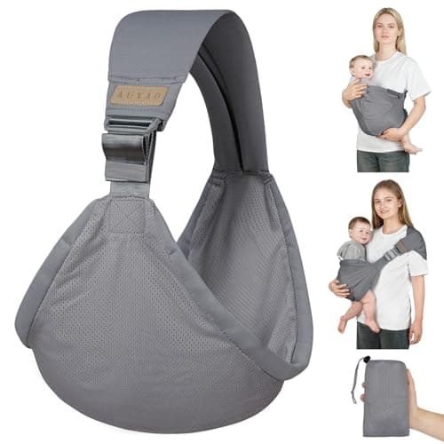 AUYAO Baby Sling Carrier Portable Breathable Toddler Sling Thick Shoulder Strap 3D Mesh Wrap Sling Wrap Baby Carrier Adjustable Baby Hip Sling Carrier for Newborn Up to 0-36 Month(Leaf Pattern)