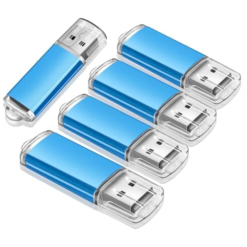 jiqichimao 5 Pack 8GB Blue Plastic USB Flash Drive, USB 2.0 usb drive
