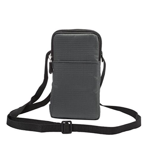 Cell Phone Pouch with Strap Men, Cell Phone Shoulder Bag for Men, 6.5" Vertical Outdoor Travel Nylon Cellphone Crossbody Bag Smartphone Waist Pack Purse Belt Clip Pocket with Belt Loop Carabiner Hook