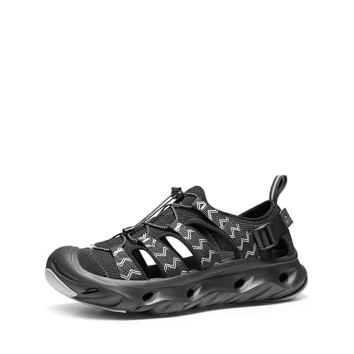 NORTIV 8 Water Shoes Hiking Sandals for Men,Black,M13/L14.5