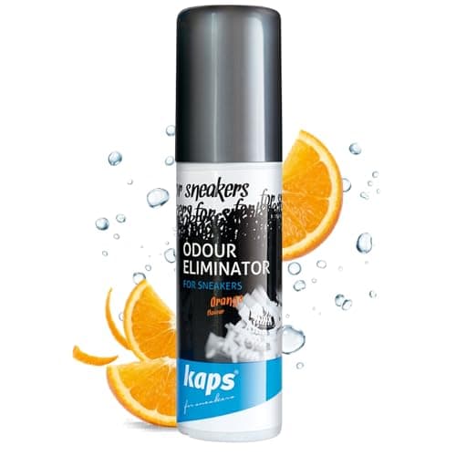 Shoe Freshener Spray for Trainers Sneakers - Odour Eliminator Deodoriser for Smelly Shoes Footwear with Silver Nanoparticles, Fresh Orange Citrus Scent, Foot Spray 100ml - Kaps