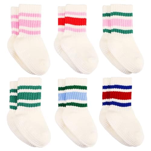 Zuimei 6 Pairs Toddlers Anti-Slip Socks with Grip Baby Non-Slip Sock