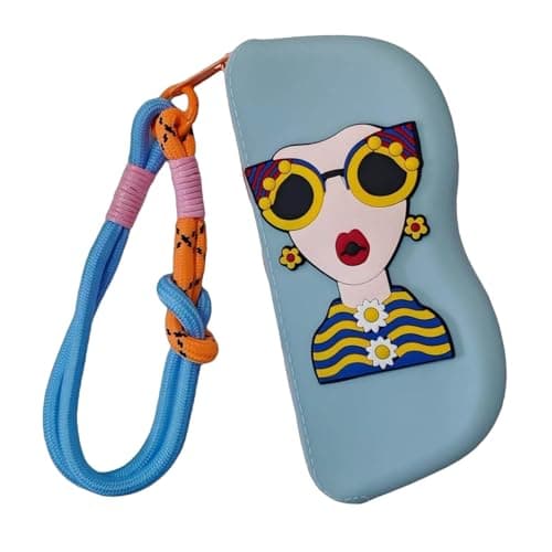 Glasses Case Women, Cute Sunglass Organizer, Zipper Storage Pouch, Soft Siliconed Design, Wrist Strap Included, Ideal for Eyewear Protection, Travel, Daily Use Material Silicone
