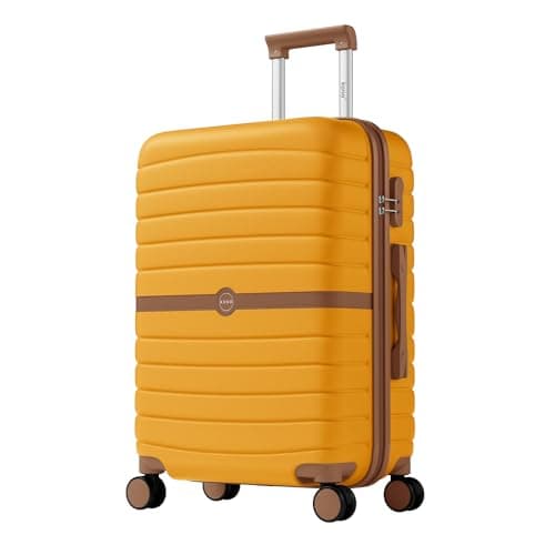 Kono Medium Hard Shell Suitcase, Lightweight ABS+PC Checked Luggage,Yellow