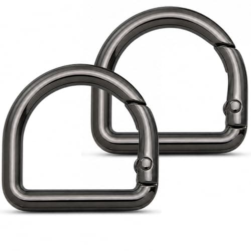 Shentu Heavy-Duty Zinc Alloy Anti-Fade D Ring Carabiner Clips, 2pcs Metal Spring Open Buckles for Purse Strap Replacement, Small D Shaped Bag Clasp Connector Repair Keyring for Handbag Backpack