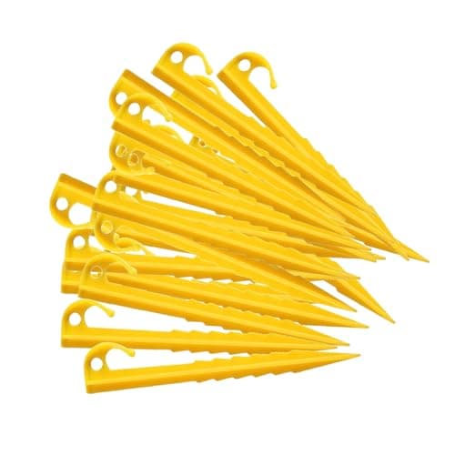 YGCQFH 24pcs Heavy Duty Plastic Tent Pegs, Durable & Lightweight, Ideal for Camping, Caravans, Gardens, 14.5cm Length, 24pcs Set