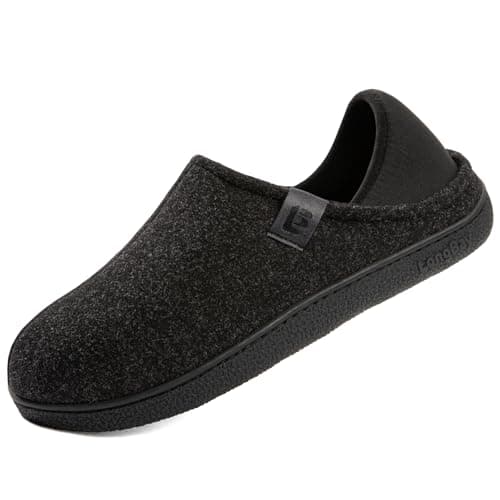 LongBay Mens Slippers Indoor Outdoor Memory Foam House Shoes Black 12 UK