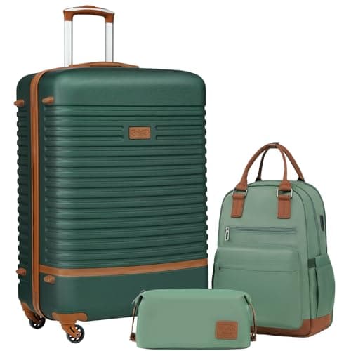 COOLIFE Suitcase Set, 3 Piece Luggage Sets with Travel Backpack & Wash Bag