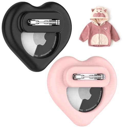 DDJ for AirTag Holder for Kids (2 Pack), Hidden Silicone Case for AirTag GPS Tracker for Kids with Invisible Pin, Anti Lost, Elderly, Luggage, Clothing, Backpack, Family Travel (Black,Pink)