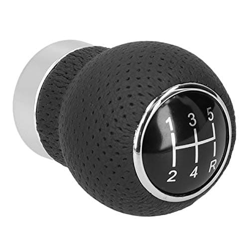 Keenso 5 Speed Gear Shift Knob, Genuine Leather Shifter Stick with 3 Plastic Adapters Screws Hex Wrench, Universal for Most Vehicles