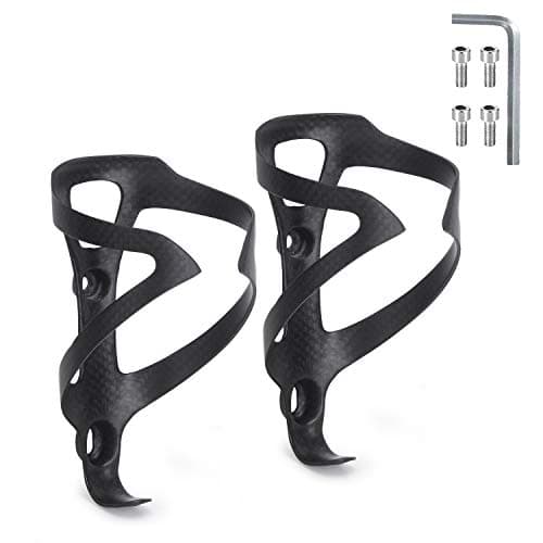 KABON Bike Water Bottle Holder, Lightweight 3K Carbon Fiber Bicycle Drink Water Bottle Cages for Road Bike MTB Cycling Accessories - Pack of 2 (Matte Black-S)