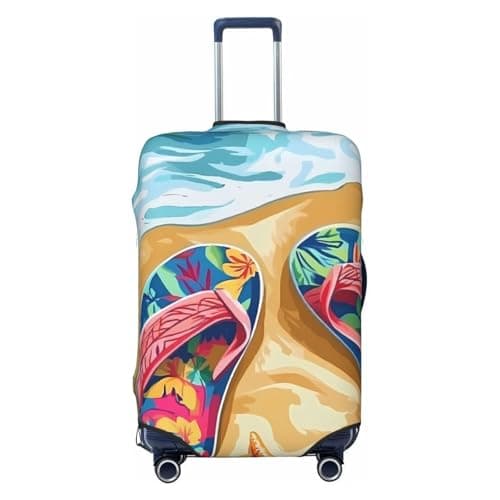 ZSUUGJ Summer Flip-Flops Elastic Luggage Protector, Dustproof and Scratch-Resistant Travel Case Cover, Fits 18–32 Inch Suitcases