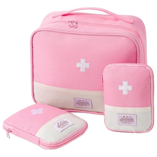 ViEinkaufen 3 Pack Pink Empty First Aid Kit Bags