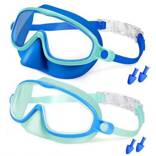 2 Pack Kids Swim Goggles Mask with Nose Cover for Boys Girls Toddlers, 3-14