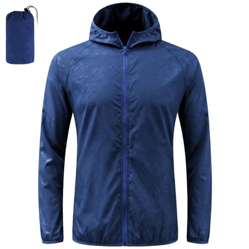BSBUY Mens Waterproof Jackets Lightweight Rain Jacket Packable Hooded Rain Coats Fast Dry Raincoat Windproof Shell Jacket with Storage Bag and Pocket Solid Color Pullover Top for Travel Hiking Camping