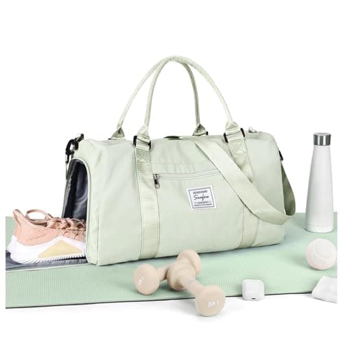 HYC00 Sports Gym Bag Womens Men with Shoes Compartment & Wet Pocket,Waterproof Sports Duffle Bag Weekend Overnight Bags Travel Duffle Bags for Women Hospital Holdall for Fitness Yoga Tote,Mint Green