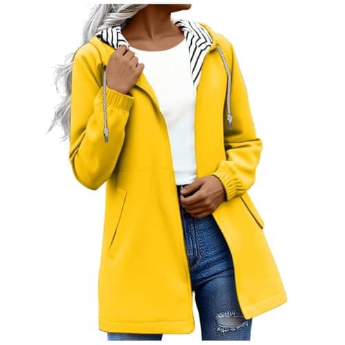 Women's Rain Jacket Lightweight Hooded Long Rain Coat Full Zipper Waterproof Jacket Ladies Packable Functional Jacket Windbreaker Breathable Active Outdoor Coats