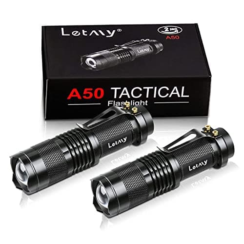 LETMY Pack of 2 Small LED Torches, 300 Lumens Super Bright Mini Torch Battery Powered with 3 Modes and Adjustable Focus for Camping, Hiking, Gift