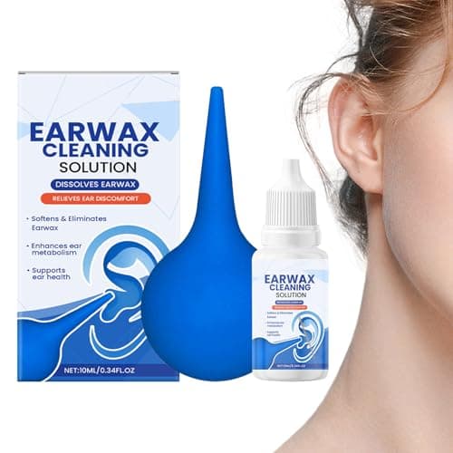 Ear Wax Removal Drops,Ear Wax Remover Kit with Bulb Syringe - Natural Softener for Hardened Tinnitus Itchy Buzzing Shower Swimming Daily Travel Home Men Women Seniors Adults