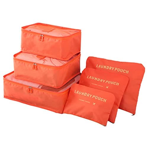 Rojeam Packing Cubes 6 Pcs Travel Luggage Organizer Packing Organizers Set (Orange)
