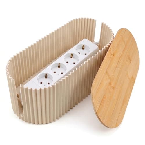 Cable Tidy Box, Cable Management Box with Bamboo Lid, 33×13×11cm