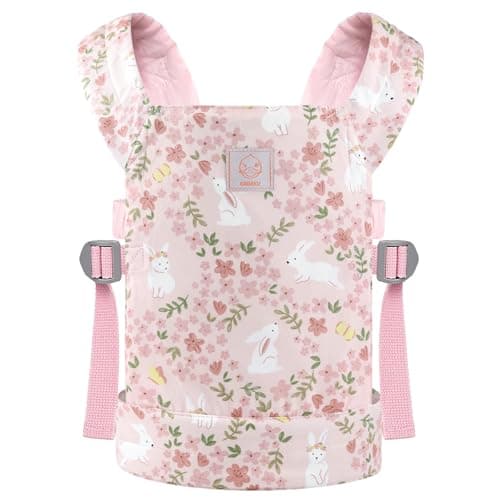 GAGAKU Baby Doll Carrier for Kids, Baby Carrier for Dolls, Reborn Baby Dolls Accessories, Doll Carriers with Adjustable Straps for Little Girls, Pink - Rabbit