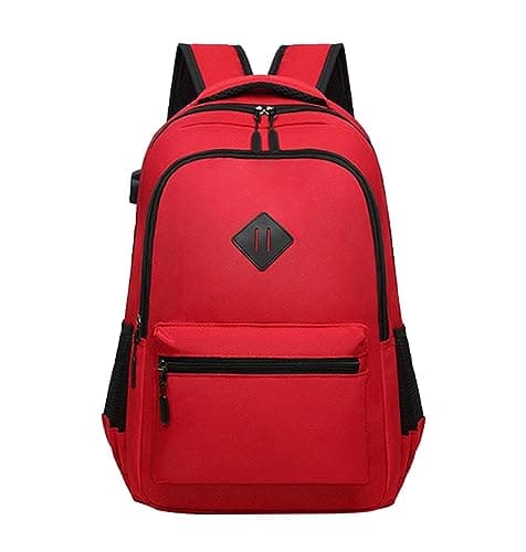 Unisex School Backpack Classic Bookbag Adults And Teens Schoolbag With USB Port For High School College Work Travel Glow in The Dark Backpack for Boys (Red, One Size)