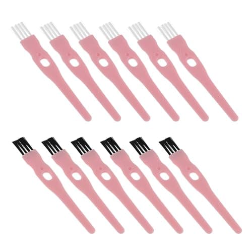 DIYEAH Mini Cleaning Brushes Lightweight Dust Removal Tool 60pcs with Pink Plastic Handle and Nylon Bristles for Electric Shavers and Beard Trimmers for Travel and Home Use