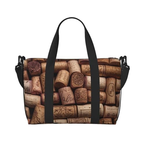 Wine Cork Print Travel Duffel Bag, Lightweight Water-Resistant Weekender Spacious Gym & Travel Bag for Men, Women & Teens