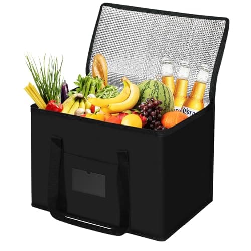 40L Oxford Cloth Cooler Bag, Thermal Cool Bag & Foldable Food Delivery Bag, Insulated for Hot & Cold Food, Durable for Picnic Camping BBQ Family Outdoor Travel & Grocery Shopping, Insulated lunch Bag