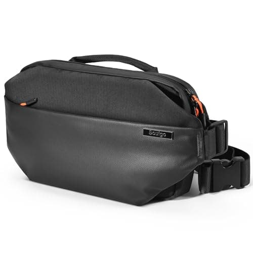 Sling Bag with RFID Blocking for Men & Women, Crossbody Chest Shoulder Bag with Water Bottle Holder for Travel, Cycling, Work, Sport, Hiking-Black
