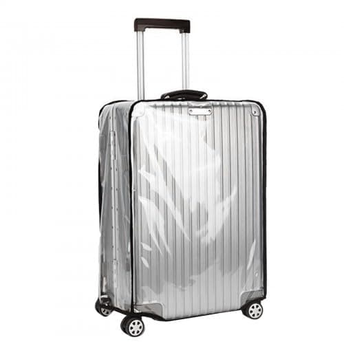 Merzio Clear PVC Suitcase Cover Protectors Large 20 Inch Transparent Luggage Covers for Wheeled Suitcases Waterproof Reusable Travel Protector with Secure Hook and Loop Closure