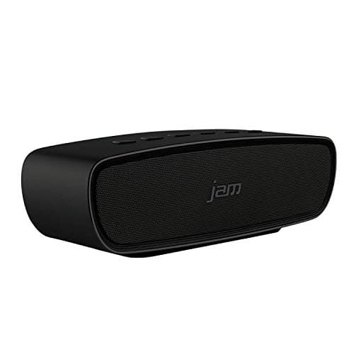Jam Heavy Metal Bluetooth Wireless Speaker - Compact & Portable with up to 8 Hours of Playtime, Dual Passive Bass Radiator with Lifelike 20W Stereo Sound, Speakerphone Function, Aux-In Port - Black