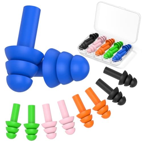 5 Pairs Earplugs for Sleeping Noise Cancelling, Reusable Ear Plugs– Super Soft, Silicone Ear Plug, for Sleeping, Swimming, Snoring, Concerts, Work, Noisy Places Multi-Colour