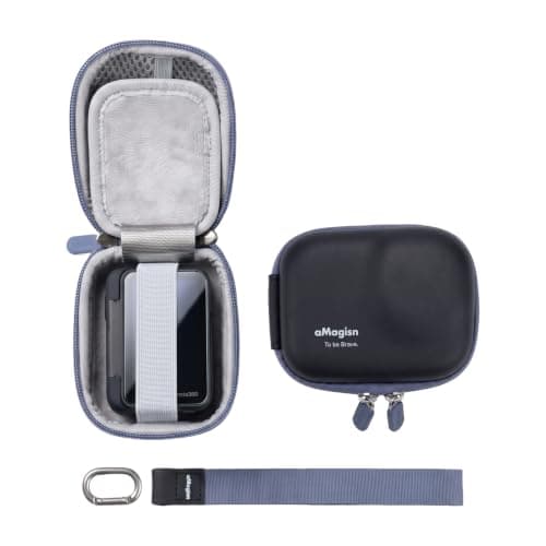 aMagisn Waterproof Mini Carry Case for DJI Osmo Action 6/5 Pro/Nano,Insta360 Ace Pro2/Go Ultra,GoPro 13/12, PU Leather Travel Storage Bag with Plush Lining, Mesh Pocket,Wrist Strap & Carabiner (Black)