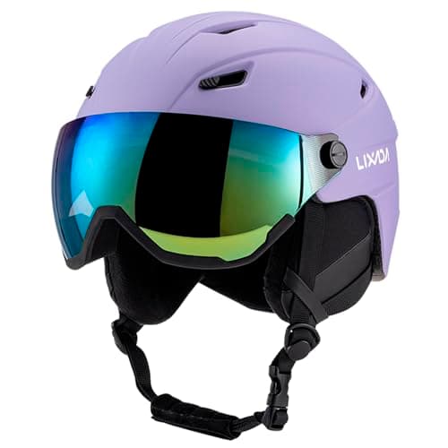 SHUAIGUO Integrated Ski Helmet Men and Women Snowboard Helmet with Removable Visor Goggles(Purple)