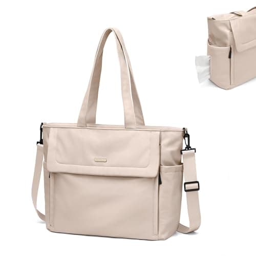 GOLF QUALITY 14L Puffer Diaper Bag, Large Capacity Travel Diaper Bags, Hospital Shoulder Bag for Mom, Elegant Apricot, 22L