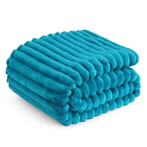 Bedsure Fleece Throw Blanket for Sofa - Fluffy Throw, Teal, 130x170 cm